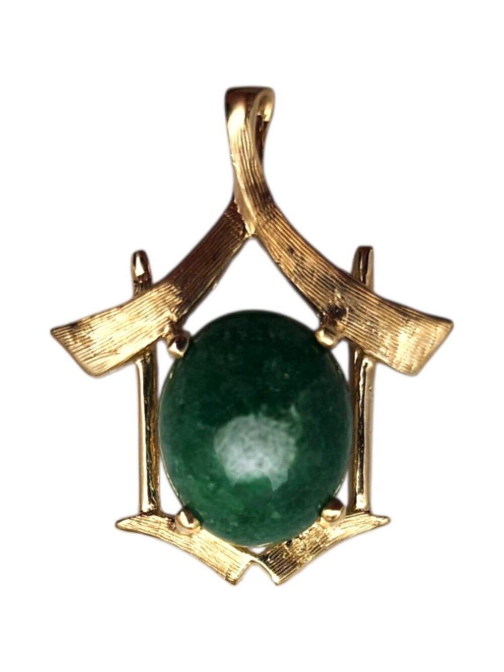 14K Yellow Gold Green Jade Charm #25822